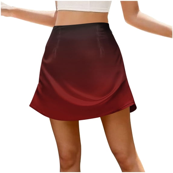 Fewfanhot Skirts for Women Trendy Mini Skirts Elastic High Waisted Skirts Stain A-Line Zipper Party Club Skirt 2025