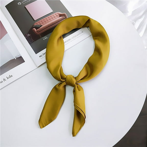 Fewfanhot Solid Color Silk Scarf Silk Hair Wrap Head Scarf Lightweight Square Neckerchief for Women