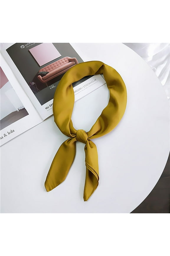 Solid Color Silk Scarf Silk Hair Wrap Head Scarf Lightweight Square Neckerchief for Women