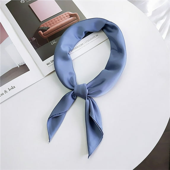 Fewfanhot Solid Color Silk Scarf Silk Hair Wrap Head Scarf Lightweight Square Neckerchief for Women