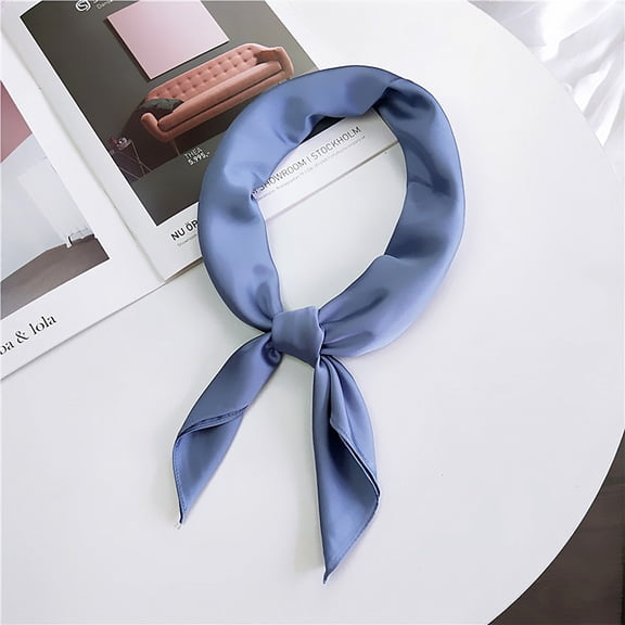 Fewfanhot Solid Color Silk Scarf Silk Hair Wrap Head Scarf Lightweight Square Neckerchief for Women