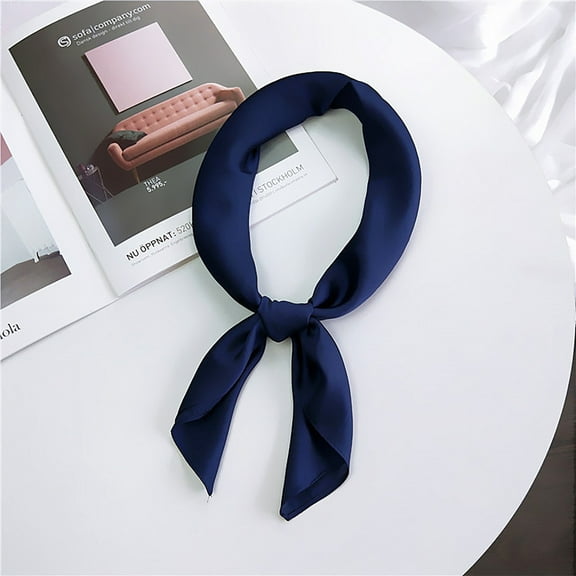 Fewfanhot Solid Color Silk Scarf Silk Hair Wrap Head Scarf Lightweight Square Neckerchief for Women