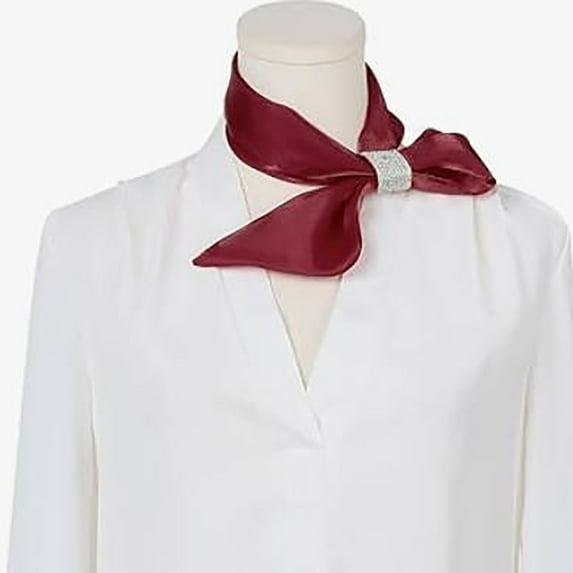 Fewfanhot Solid Color Silk Scarf Small Ear Socket Scarf Hair Head Breathable Lightweight for Women Gift Packed