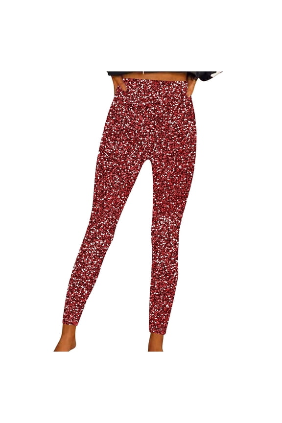Sparkly Leggings for Women, High Waisted Sparkle Pants, Stretchy Glitter Party Legging for Club Holiday Night Out, S-3XL