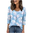 thumbnail image 1 of Fewfanhot Spring Tops for Women Casual Fashion Printed Casual Round Neck Summer Outfits Early Fall Fashion Spring Clothes, 1 of 6