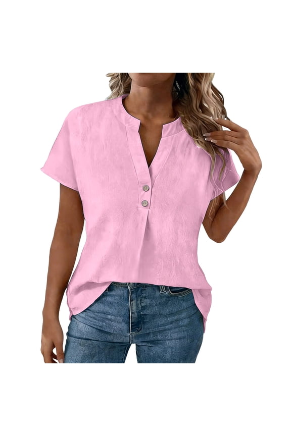 Spring Tops for Women Spring Short Sleeve V Neck True Classic T Shirt Casual Cute Fashion Beach Vacation Clothes