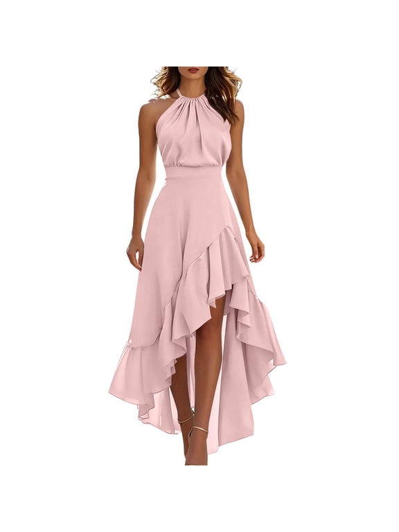 Summer Dresses for Women 2026 Elegant Halter Neck High Split Wedding Guest Cocktail Party Prom Evening Long Dresses