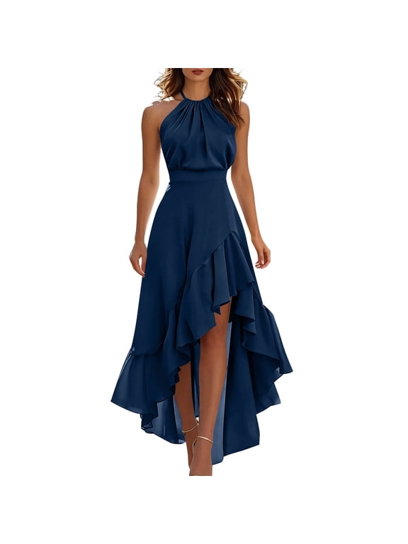 Summer Dresses for Women 2026 Elegant Halter Neck High Split Wedding Guest Cocktail Party Prom Evening Long Dresses