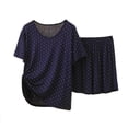 thumbnail image 1 of Fewfanhot Summer Pajamas for Women Set PJ Lounge Set with Pockets 2 Piece Soft V Neck Short Sleeve Sleepwear, 1 of 4