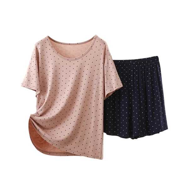 Fewfanhot Summer Pajamas for Women Set PJ Lounge Set with Pockets 2 Piece Soft V Neck Short Sleeve Sleepwear