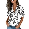 thumbnail image 1 of Fewfanhot Summer Tops for Women Button Down Shirts for Women Short Sleeve Collared Tops Dressy Casual V Neck Blouses, 1 of 7