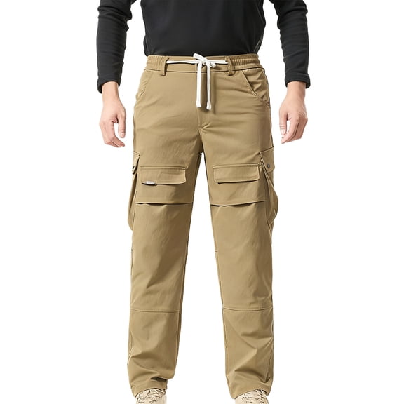 Fewfanhot Sweat Pants for Mens Casual Cargo Pants Workout Joggers Stretch Sweatpants Hiking Drawstring Tactical Pants with Multi Pockets