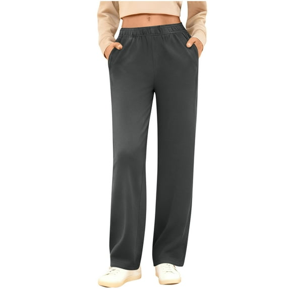 Fewfanhot Sweat Pants for Womens Wide Leg Baggy Straight Leg Lounge Pants Fall Outfits Athletic Joggers with Pockets