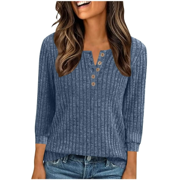 Fewfanhot Sweaters for Women Fashion Long Sleeve Tops Pullover V Neck Casual Loose Sweatshirt