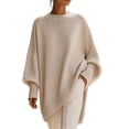 thumbnail image 1 of Fewfanhot Sweaters for Women Oversized Batwing Sweaters Long Sleeve Crew Neck Knit Asymmetrical Pullover Tops, 1 of 7