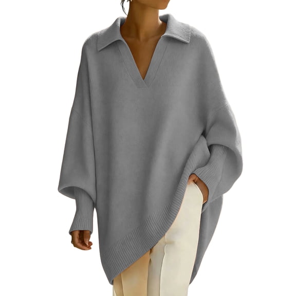 Fewfanhot Sweaters for Women V Neck Pullover Lightweight Long Sleeve Knit Sweater Soft Warm Fall Winter Clothes