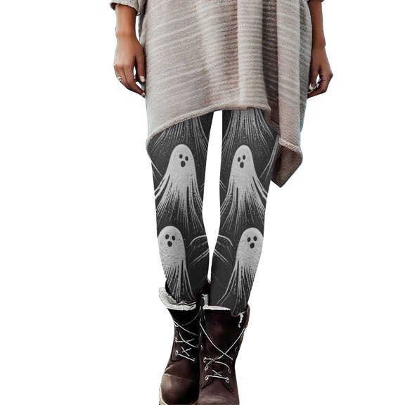Fewfanhot Sweatpants Women Halloween Ghost Print Leggings Sports Fitness Pants Solid Colored Casual Stretch Yoga Pants