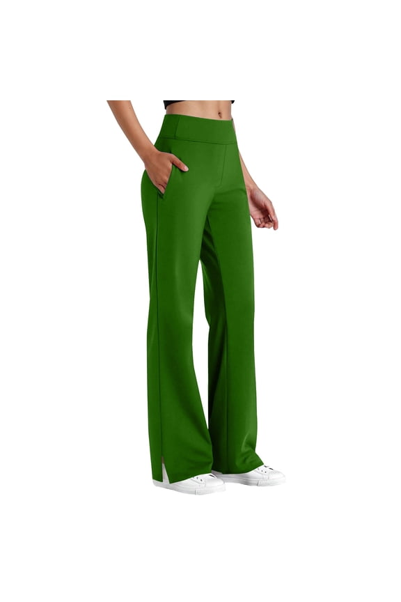 Sweatpants Women Palazzo High Waist Straight Leg Side Slit Back Pocket Buttery Soft Lounge Pants
