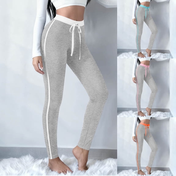 Fewfanhot Sweatpants Women Striped Leggings for Women - Buttery Soft Tummy Control Workout Pants