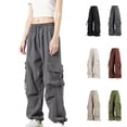 thumbnail image 1 of Fewfanhot Sweatpants Women Vintage Multiple Pockets Cargo Pants Wide-Leg Casual Straight Streetwear, 1 of 7