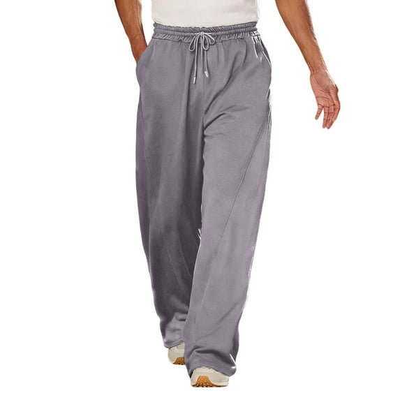 Fewfanhot Sweatpants for Men Wide Leg Sweatpants Casual Straight Baggy Drawstring Loose Fit Workout Track Pants with Pockets