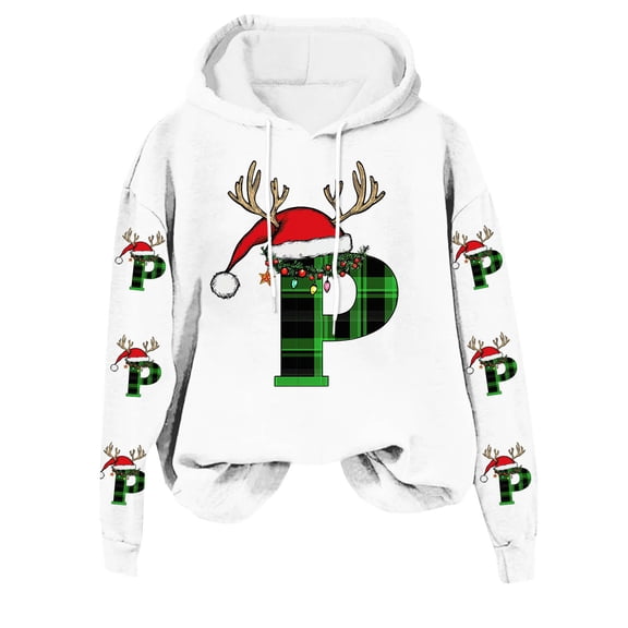Fewfanhot Sweatshirt for Women Christmas Sweatshirt Cute Fleece Oversized Hoodies Funny Santa Claus Graphic Hoodies Long Sleeve Pullover