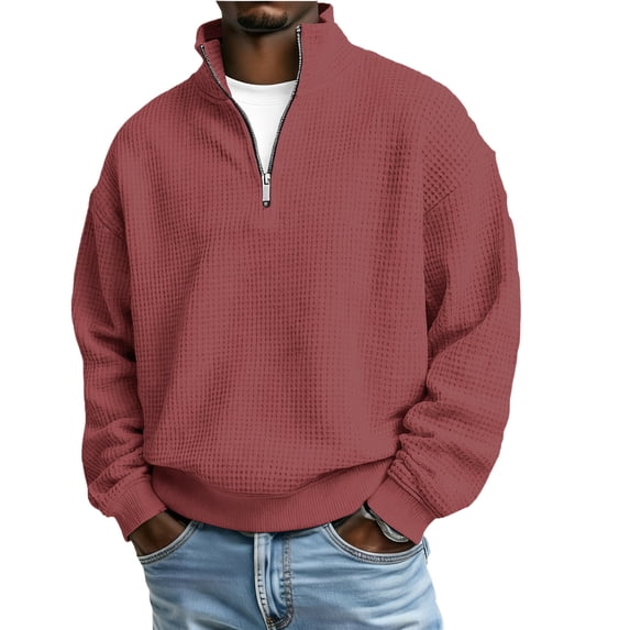 Fewfanhot Sweatshirts for Men 1/4 Zip Pullover Sweatshirt Long Sleeve Mock Neck Sweater Knit Golf Workout Work