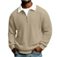 thumbnail image 1 of Fewfanhot Sweatshirts for Men Quarter Zip Sweaters Zip Up Pullover Waffle Knit Mock Neck Turtleneck, 1 of 9