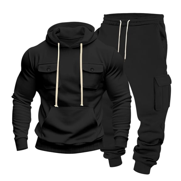 Fewfanhot Sweatsuits for Men 2 Piece Jacquard Sweatsuit Outfits Hoodie Sweatshirt & Joggers Sweatpants Set Tracksuit