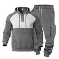 thumbnail image 1 of Fewfanhot Sweatsuits for Men Hoodies Button Collar Drawstring Hooded Pullover Sweatshirt Casual Long Sleeve Tops Shirts, 1 of 8