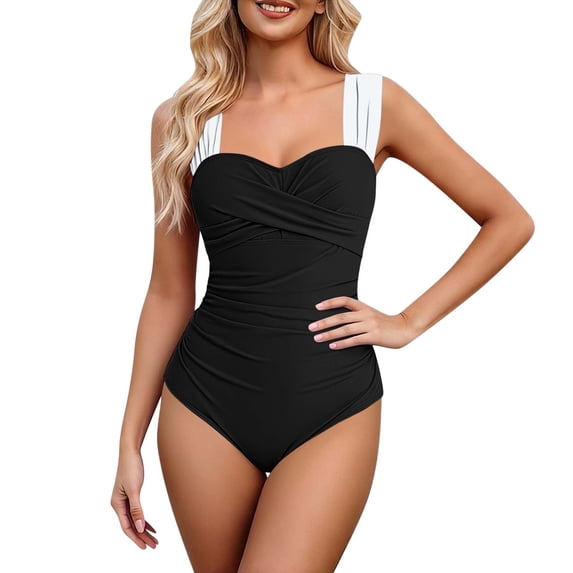 Fewfanhot Swimming Suits for Women One Piece Swimsuits Tummy Control Bathing Suits Modest Full Coverage Swimsuit Wide Straps Swimwear