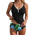 thumbnail image 1 of Fewfanhot Swimsuit for Women 2 Piece Tummy Control Bathing Suit V Neck Tankini Top with High Waisted Bottom, 1 of 8