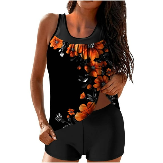 Fewfanhot Swimsuit for Women Tummy Control Two Piece Bathing Suits Flowy Swim Tops with Shorts