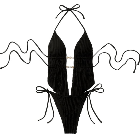 Fewfanhot Swimsuits for Women Halter Bikini 2 Piece Triangle Bikini Sets High Cut Bathing Suit Side Tie Swimsuits