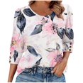 thumbnail image 1 of Fewfanhot Tops for Women Trendy Fashion Tops 3/4 Sleeve T-Shirts Cute Crewneck Basic Business Tees Blouses, 1 of 7