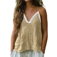 thumbnail image 1 of Fewfanhot Tops for Women Trendy Summer Lace Sleeveless Tank Top with Scalloped Hem, Vintage Boho Spaghetti Strap Blouse, 1 of 8