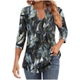 thumbnail image 1 of Fewfanhot Tops for Women Trendy V Neck Shirts Pleated Business Casual Blouses Fall Loose Tunic Tops, 1 of 6