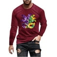 thumbnail image 1 of Fewfanhot Tshirts Shirts for Men Mardi Gras Shirts Long Sleeve Crewneck Classic Carnival Print T-Shirt, 1 of 5