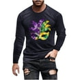 thumbnail image 1 of Fewfanhot Tshirts Shirts for Men Mardi Gras Shirts Long Sleeve Crewneck Classic Carnival Print T-Shirt, 1 of 5