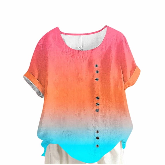 Fewfanhot Tshirts Shirts for Women Summer Spring Short Sleeve Trendy Cute Outfits Boho Blouses Beach Vacation Fashion Clothes