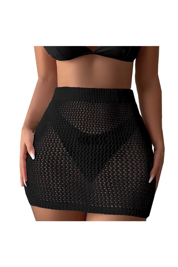 Tummy Control Swimsuits for Women Beach Vacation Fishnet See Thru Tie Side Bathing Suit Cover Up Mini Skirt