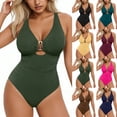 thumbnail image 1 of Fewfanhot Tummy Control Swimsuits for Women Swimsuits Ruched Slimming One Piece Bathing Suit Deep V Neck Swimsuit, 1 of 8