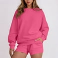 thumbnail image 1 of Fewfanhot Two Piece Sets for Women Sweatsuit Casual Long Sleeve Pullover and Shorts Sets Travel Tracksuit, 1 of 8
