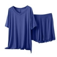 thumbnail image 1 of Fewfanhot Two-piece Women's Soft Breathable V-Neck Pajama Set - Comfy Solid Color Short Sleeve Sleepwear, Ideal for Holiday and Cozy Nights, 1 of 2