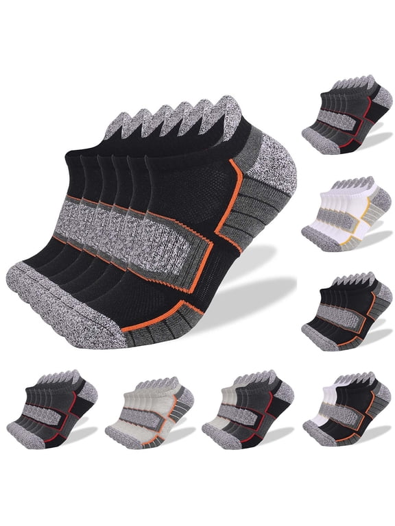 Unisex Ankle Socks 100% Cotton Sweat-Absorbent Outdoor Socks Cushioned Running Training Sports Socks, 6 Pairs