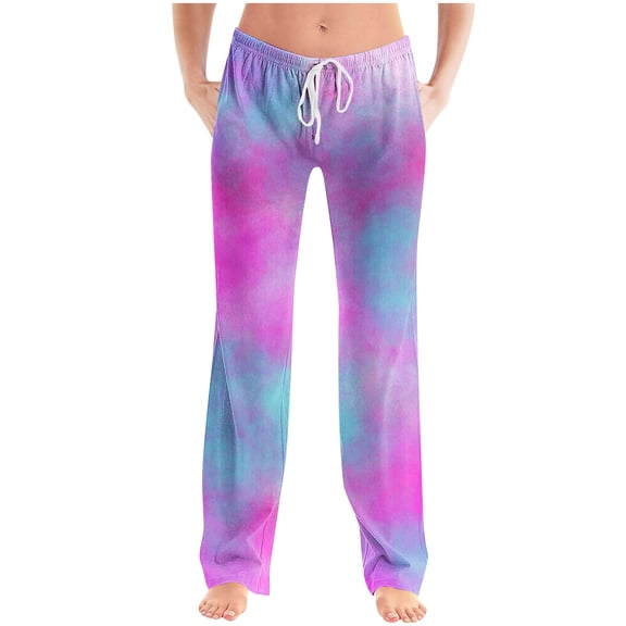 Fewfanhot Unisex Fashion Printed Sleep Pants - Elastic Waist with Drawstring Full Length Soft Lounge Bottoms
