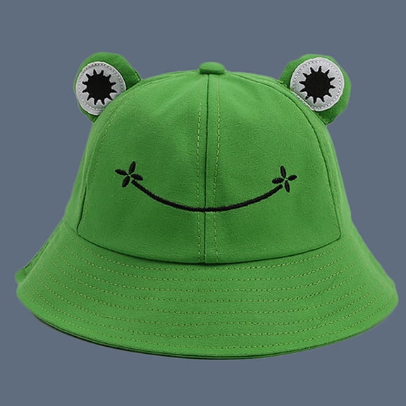 Fewfanhot Unisex Frog-Print Bucket Hat (Size 53-55cm) Wide Brim Sun Hat for Adults, Beach and Outdoor Sun Protection