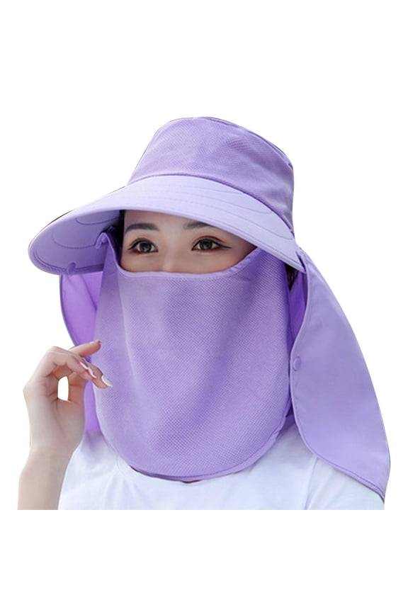 Unisex Full Coverage Sun Protection Hat with Detachable Face Mask & Neck Flap, Wide Brim Quick-Dry Breathable UV Shield for Hiking, Gardening, Outdoor Adventures