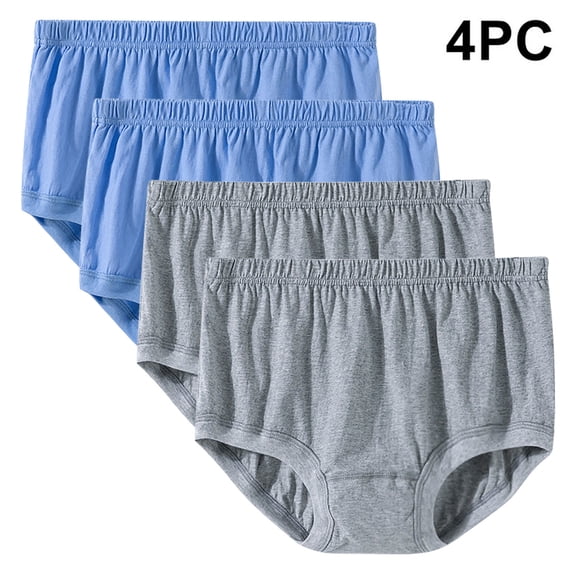 Fewfanhot Unisex Plus Size High‑Waist Cotton Briefs 4 Pack, Elastic Waistband Adult Underwear, Full Coverage Daily Underpants for Men and Women