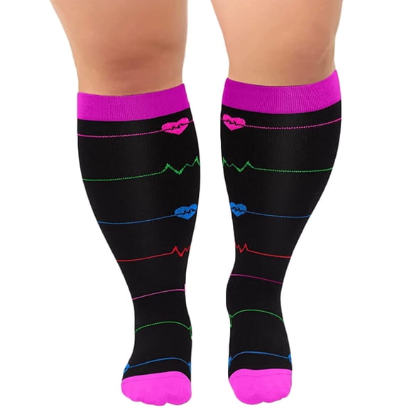 Fewfanhot Unisex Plus Size Sports High Socks - Print Nylon Moisture-Wicking Socks, Cushioned Support Socks for Running Fitness